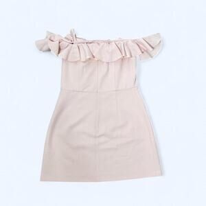 Formal dress fair soft girl baby pink off the shoulder fitted ruffles muted pink